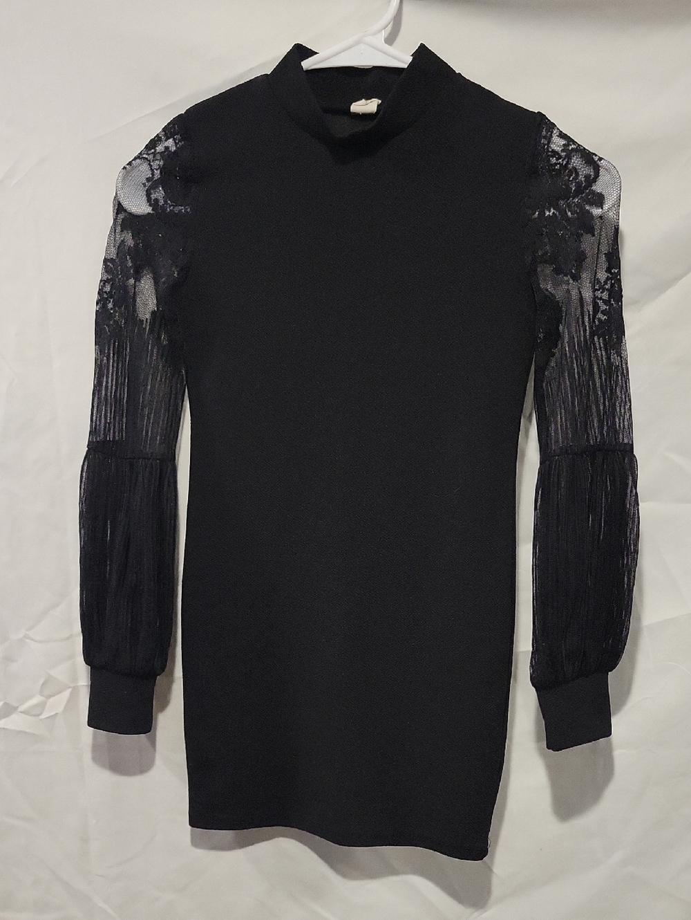 SHEIN  Girls' Black Lace-Sleeve Dress